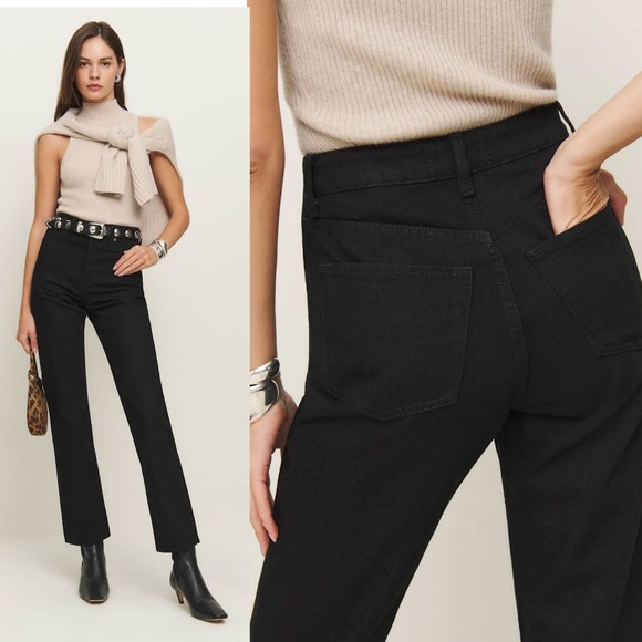 Reformation Denim - Reformation Jet Black Straight Leg Jeans